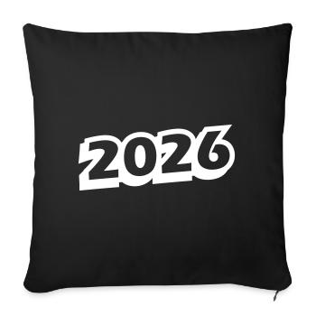 2026 year - Sofa pillowcase 17,3'' x 17,3'' (45 x 45 cm) - black - Front