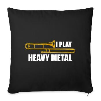 Tromboniste de heavy metal tromboniste - Housse de coussin décorative 45 x 45 cm - noir - Devant