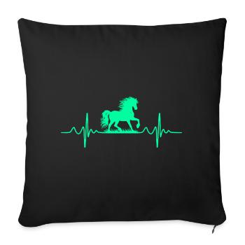 Battement de cœur de cheval - Housse de coussin décorative 45 x 45 cm - noir - Devant