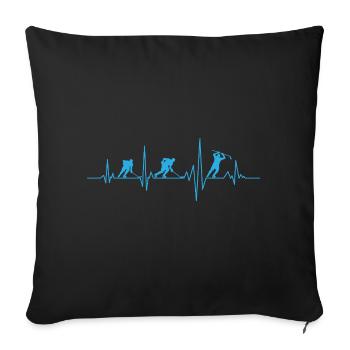 Hockey eishockey herzschlag eishockeyspieler - Housse de coussin décorative 45 x 45 cm - noir - Devant