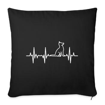 Hundeliebhaber Kardiogramm - Sofakissenbezug 45 x 45 cm - Schwarz - Vorne