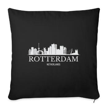 Rotterdam Skyline, Rotterdam Pays-Bas - Housse de coussin décorative 45 x 45 cm - noir - Devant