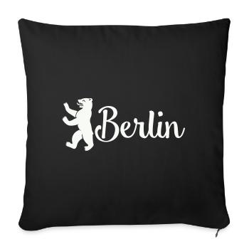 Berlin Bär Logo Schriftzug - Sofakissenbezug 45 x 45 cm - Schwarz - Vorne