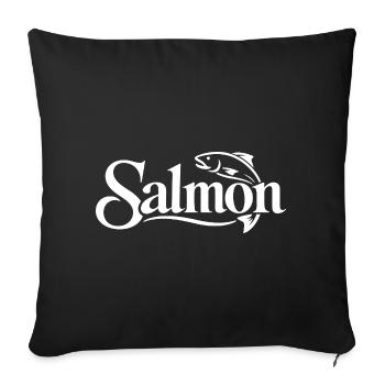 Logo minimaliste de pêche au saumon blanc - Housse de coussin décorative 45 x 45 cm - noir - Devant