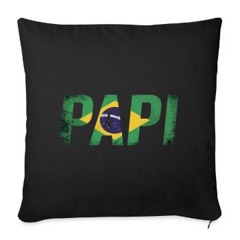Papi Brasilien Flagge Vintage Papa - Sofakissenbezug 45 x 45 cm - Schwarz - Vorne