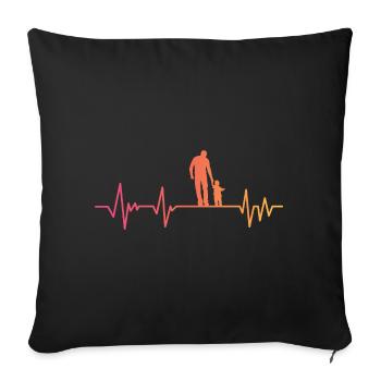 Vater und Sohn Herzschlag Geschenk Vater Sohn - Sofakissenbezug 45 x 45 cm - Schwarz - Vorne