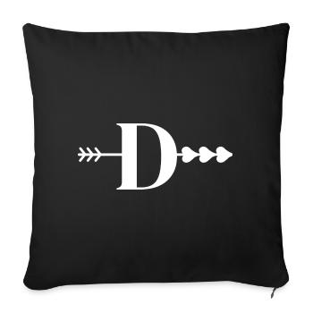 Lettre d flèche cœur - Housse de coussin décorative 45 x 45 cm - noir - Devant