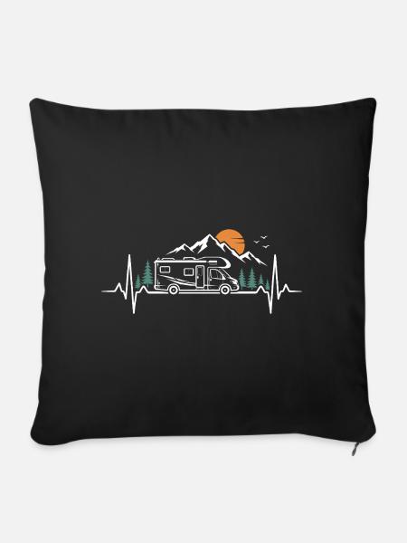 Berglandschaft Wohnmobil Roadtrip - Sofakissenbezug 45 x 45 cm - Schwarz