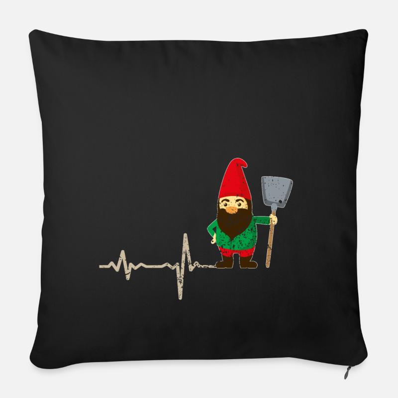 Geschenk Heartbeat Gartenzwerg Vintage - Sofakissenbezug 45 x 45 cm - Schwarz