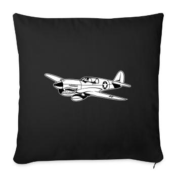 Fighter / pilote de chasse Warhawk 02_weiß - Housse de coussin décorative 45 x 45 cm - noir - Devant