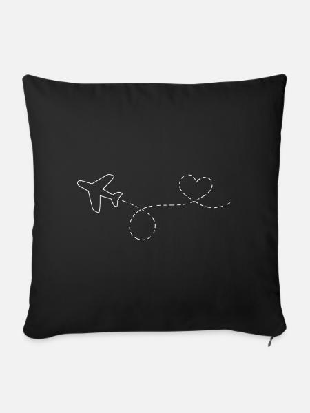 Airplane - looping - heart - Sofa pillowcase 17,3'' x 17,3'' (45 x 45 cm) - black