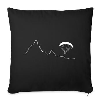 Paraglider über Bergkulisse - Sofakissenbezug 45 x 45 cm - Schwarz - Vorne