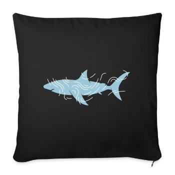 Requin et filets d'eau - Housse de coussin décorative 45 x 45 cm - noir - Devant