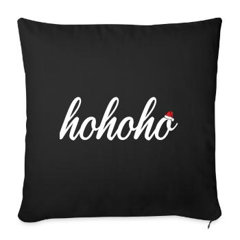 hohoho with Santa's hat - Sofa pillowcase 17,3'' x 17,3'' (45 x 45 cm) - black - Front