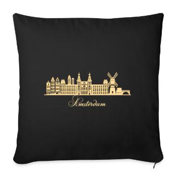 Amsterdam, Pays-Bas - Housse de coussin décorative 45 x 45 cm - noir - Devant