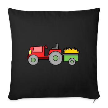Tractor with trailer - Sofa pillowcase 17,3'' x 17,3'' (45 x 45 cm) - black - Front