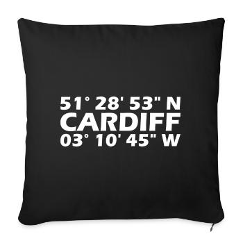 Cardiff Koordinaten - Sofakissenbezug 45 x 45 cm - Schwarz - Vorne