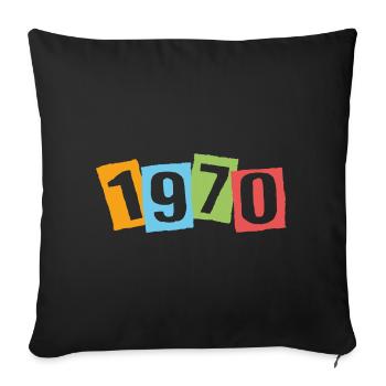 Né en 1970 – Anniversaire avec de grands numéros colorés - Housse de coussin décorative 45 x 45 cm - noir - Devant