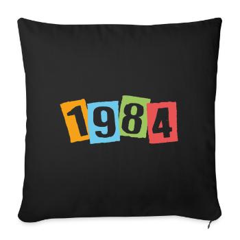 Né en 1984 – Anniversaire avec de grands numéros colorés - Housse de coussin décorative 45 x 45 cm - noir - Devant