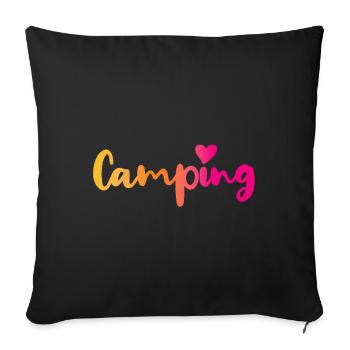 Camping Course Heart Pink Quote Fan Camper Outdoor - Sofa pillowcase 17,3'' x 17,3'' (45 x 45 cm) - black - Front