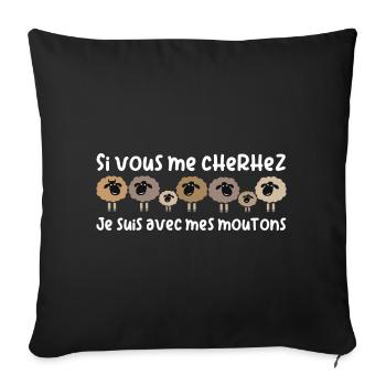 Wenn Ihr mich sucht ich bin bei meinen Schafen - Housse de coussin décorative 45 x 45 cm - noir - Devant