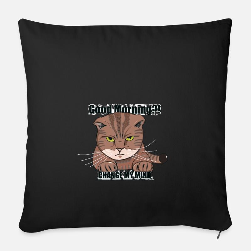 Good Morning Cat - Grumpy - Sofa pillowcase 17,3'' x 17,3'' (45 x 45 cm) - black