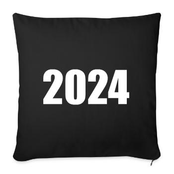 2024 white New Year's Eve black - Sofa pillowcase 17,3'' x 17,3'' (45 x 45 cm) - black - Front