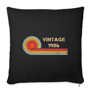 Design rétro vintage pour anniversaire 1986 - Housse de coussin décorative 45 x 45 cm - noir - Devant