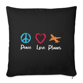 Peace Love Planes - Sofa pillowcase 17,3'' x 17,3'' (45 x 45 cm) - black - Front