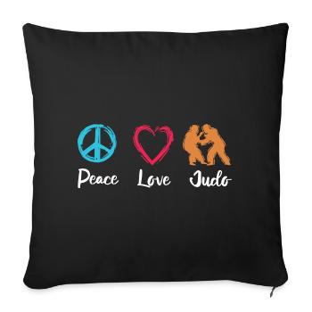Peace Love Judo - Sofa pillowcase 17,3'' x 17,3'' (45 x 45 cm) - black - Front