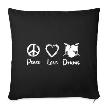 Peace Love Drums - Sofa pillowcase 17,3'' x 17,3'' (45 x 45 cm) - black - Front