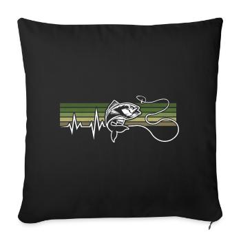 HEARTBEAT FISHING ECG FISHING FISHING HOOK ANGLER - Sofa pillowcase 17,3'' x 17,3'' (45 x 45 cm) - black - Front