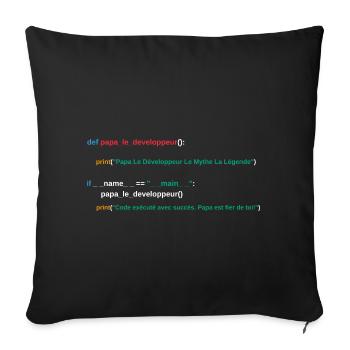 Code du programme Papa développeur - Housse de coussin décorative 45 x 45 cm - noir - Devant