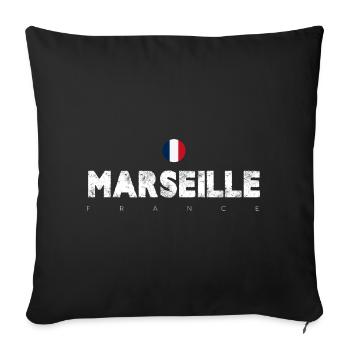 Marseille France Vintage Distressed Typography - Sofa pillowcase 17,3'' x 17,3'' (45 x 45 cm) - black - Front