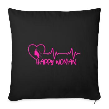 Heartbeat Heart Happy Women Journée internationale de la femme - Housse de coussin décorative 45 x 45 cm - noir - Devant