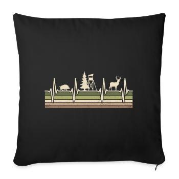 Chasse, Heartbeat, Chasseur, Forestier, Permis de chasse, Red Deer - Housse de coussin décorative 45 x 45 cm - noir - Devant