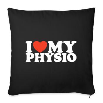 I love My Physio Heart Shirt - Sofa pillowcase 17,3'' x 17,3'' (45 x 45 cm) - black - Front