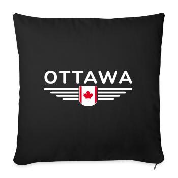 T-shirt de fan d’Ottawa pour les amoureux du Canada - Housse de coussin décorative 45 x 45 cm - noir - Devant