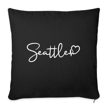 Seattle Herzschlag - Sofakissenbezug 45 x 45 cm - Schwarz - Vorne
