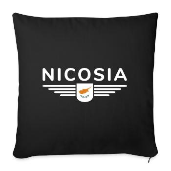 Nicosia Design – Capitale de Chypre - Housse de coussin décorative 45 x 45 cm - noir - Devant
