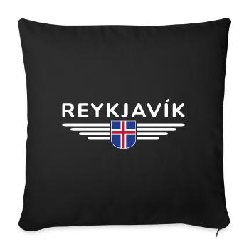 T-shirt Reykjavík – La ville des aurores boréales - Housse de coussin décorative 45 x 45 cm - noir - Devant