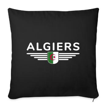 Alger Design – Capitale de l’Algérie - Housse de coussin décorative 45 x 45 cm - noir - Devant