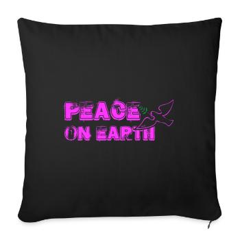 Peace on Earth with Bird pink - Sofakissenbezug 45 x 45 cm - Schwarz - Vorne