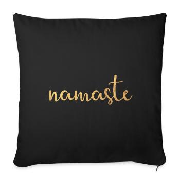 namaste meditate Yoga Yogi Gold manuscript om - Sofa pillowcase 17,3'' x 17,3'' (45 x 45 cm) - black - Front