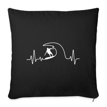 Surfing Wave Heartbeat Design - Sofa pillowcase 17,3'' x 17,3'' (45 x 45 cm) - black - Front