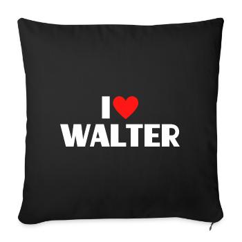 J'adore Walter Red Heart, fan du nom romantique - Housse de coussin décorative 45 x 45 cm - noir - Devant