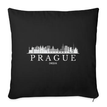 Prague Skyline, Prague Czech Republic - Sofa pillowcase 17,3'' x 17,3'' (45 x 45 cm) - black - Front
