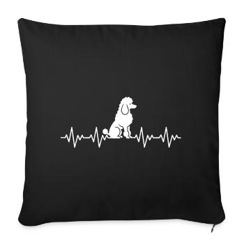 ECG du caniche Battement de cœur - Housse de coussin décorative 45 x 45 cm - noir - Devant