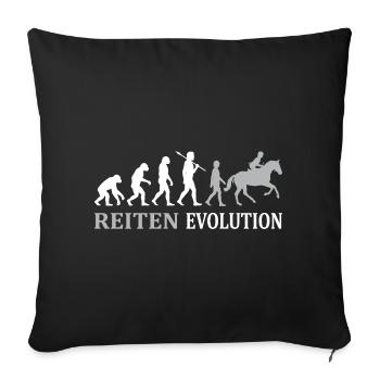 Reiten Evolution – Vom Affen zum Reiter - Sofakissenbezug 45 x 45 cm - Schwarz - Vorne