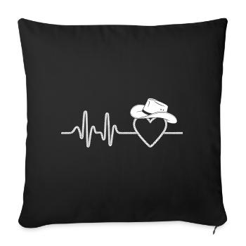 Battement de cœur avec silhouette de chapeau - Housse de coussin décorative 45 x 45 cm - noir - Devant